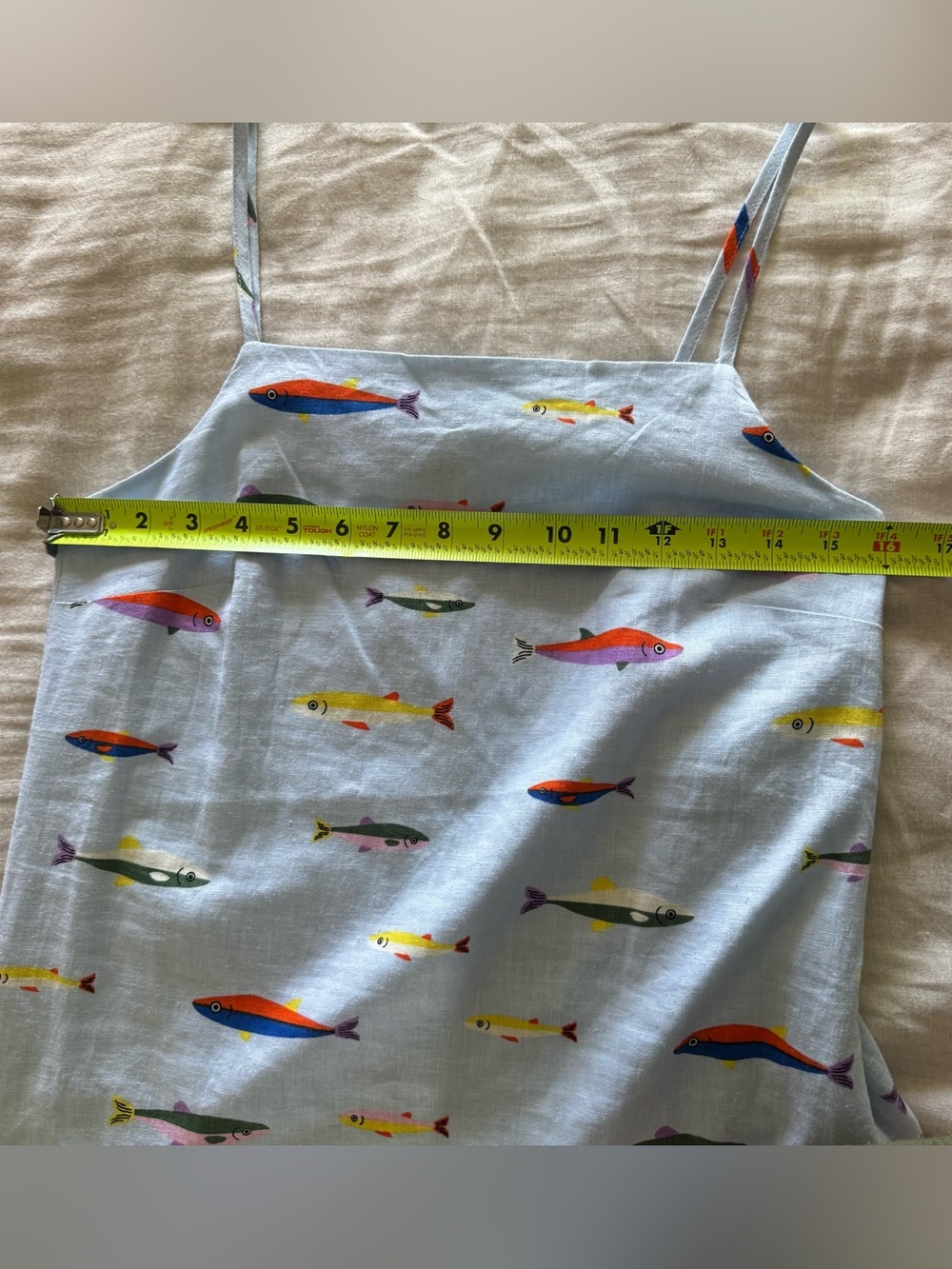 NWT Magaschoni Light Blue Fish Print Mini Dress - Picture 10 of 13